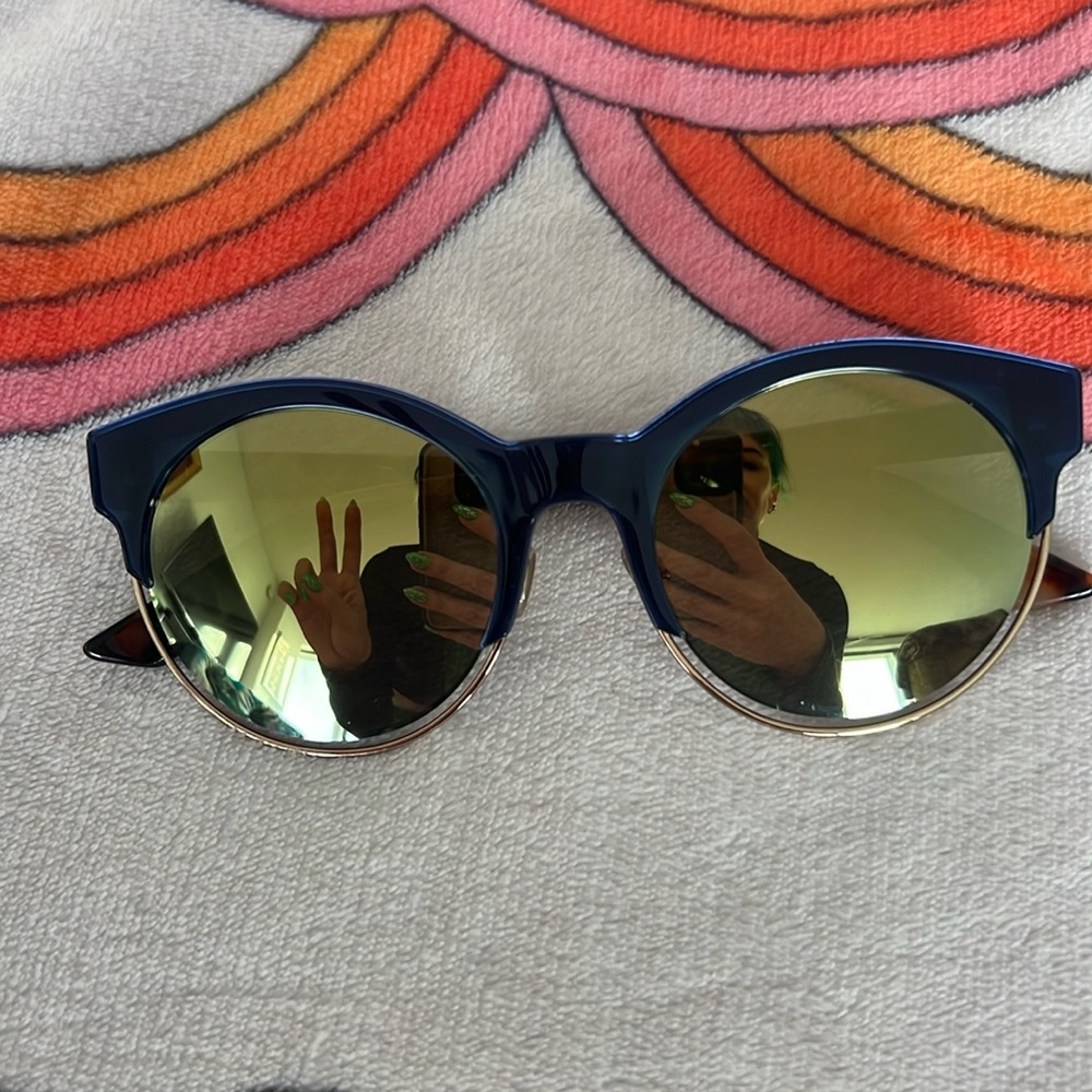 Blue and Gold mirrored Christian Dior Sunglasses Retro 90’s NWOT